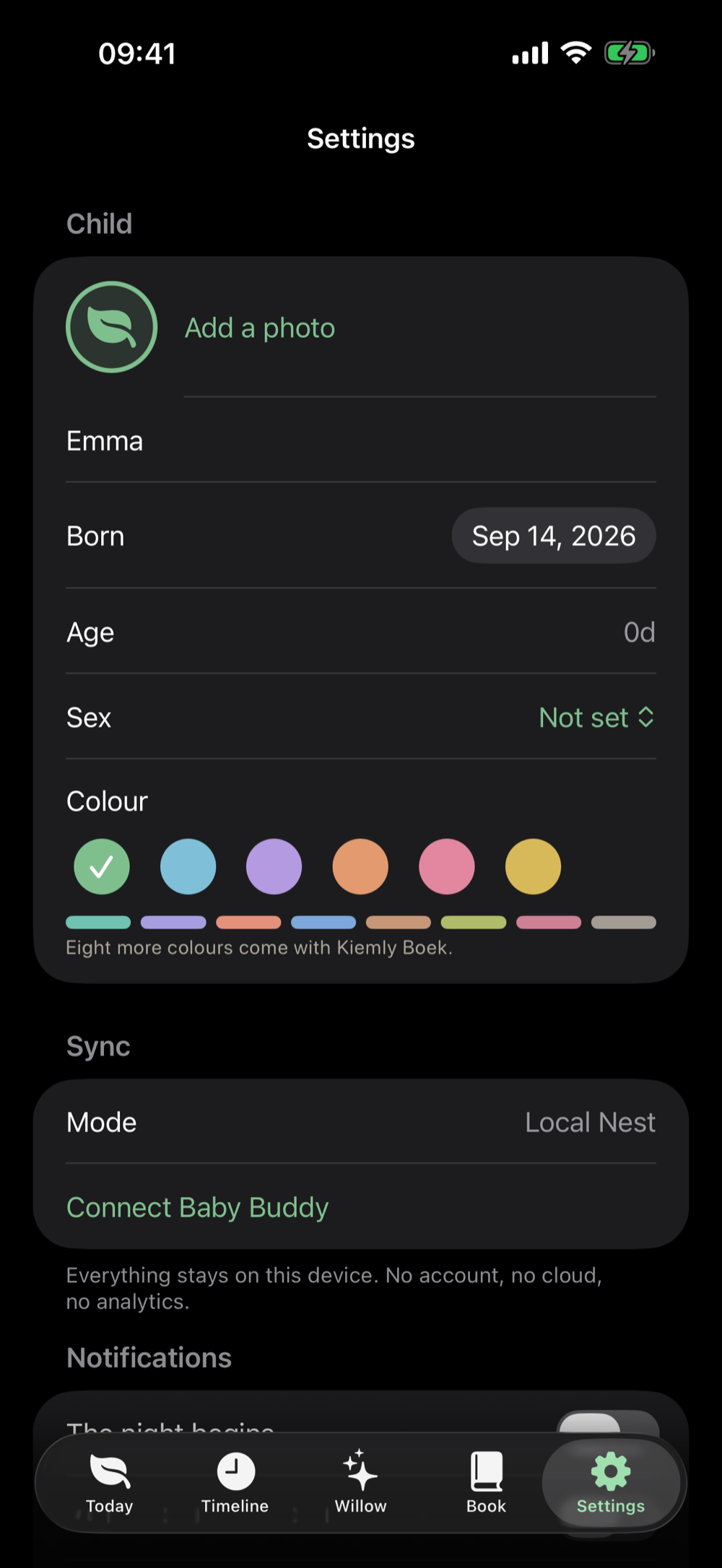 Kiemly dark mode on iPhone