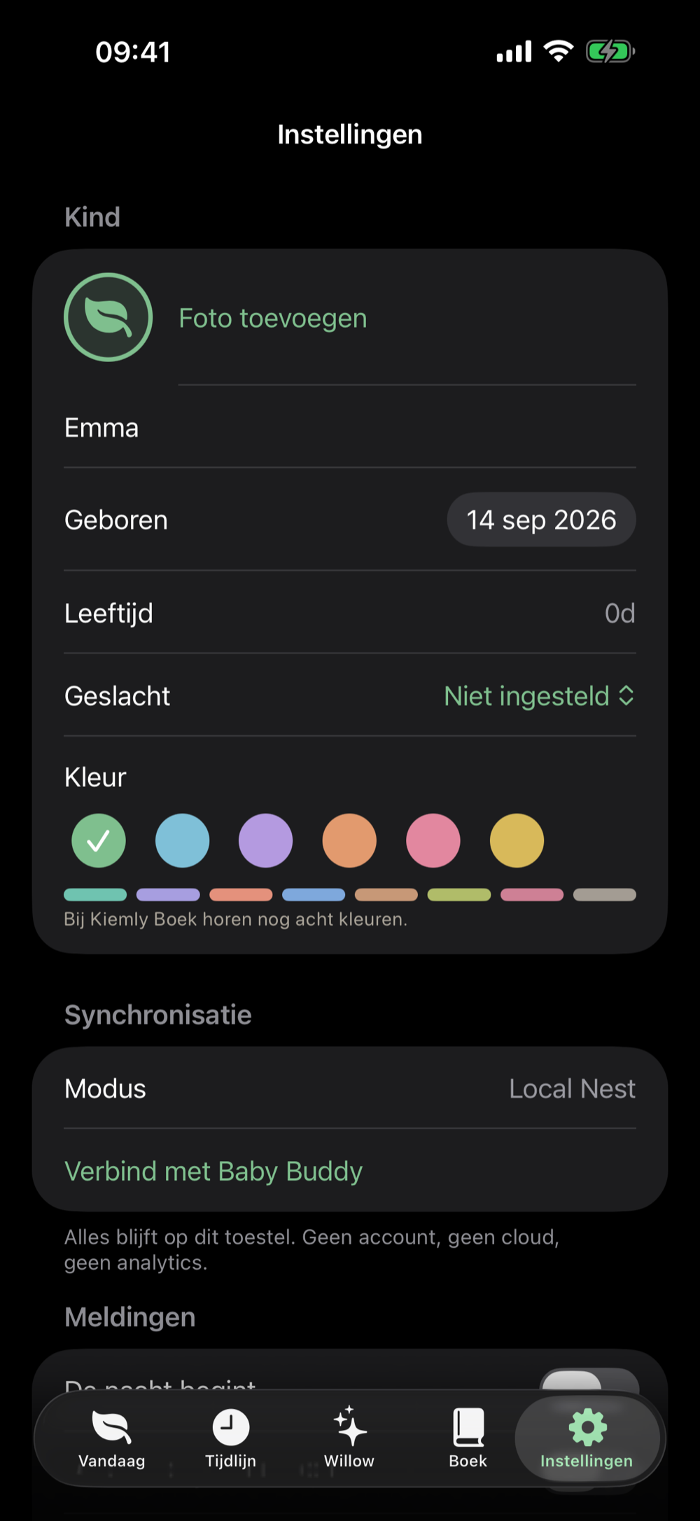 Kiemly in donkere weergave op iPhone
