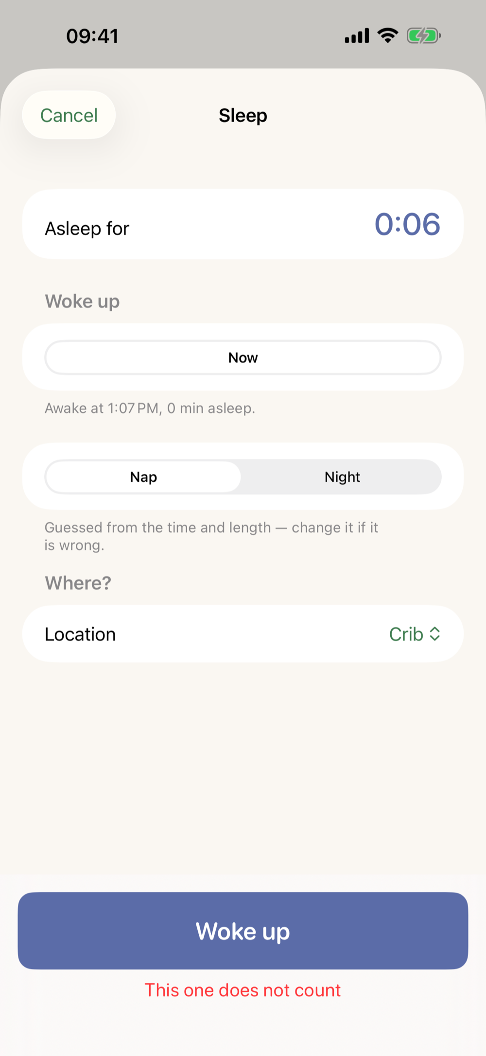 Running sleep timer in Kiemly on iPhone
