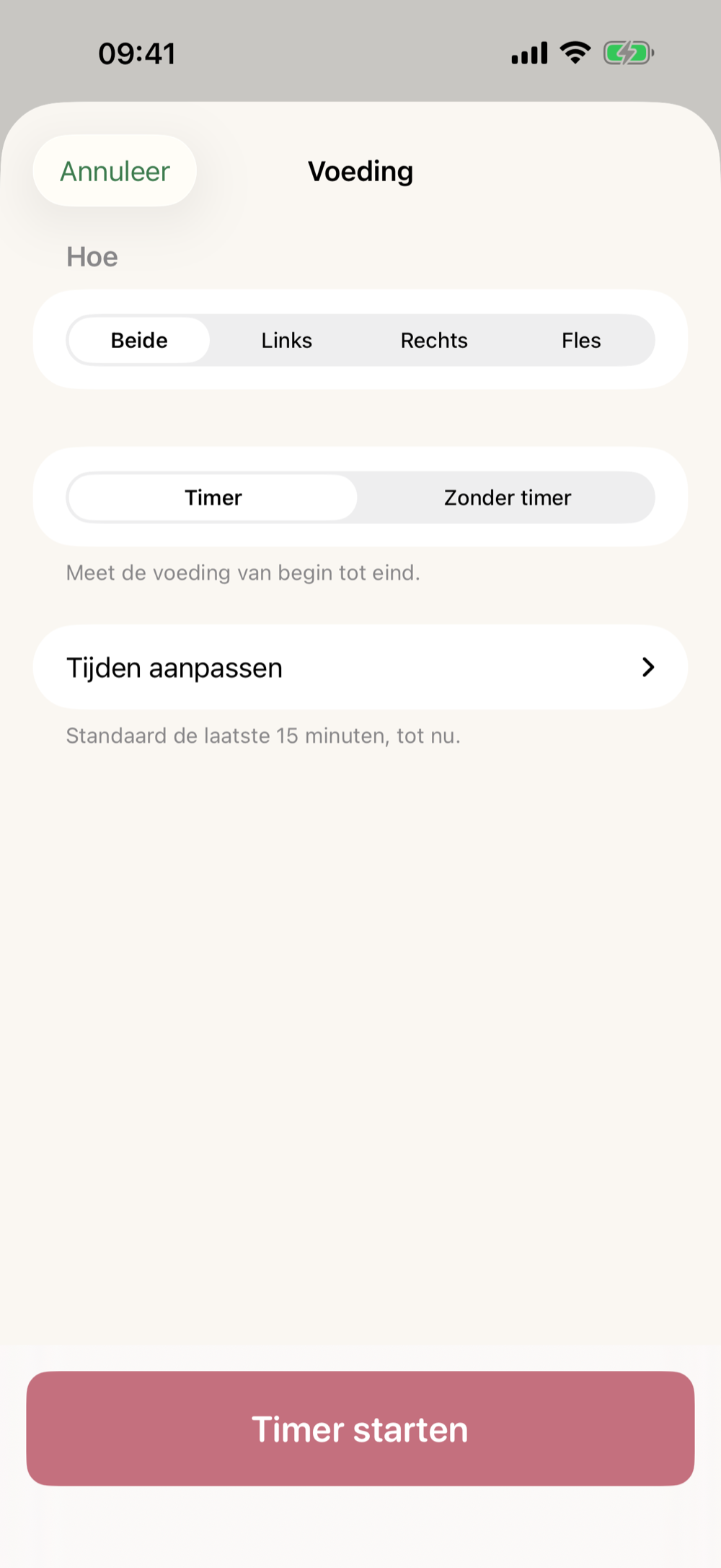 Voeding vastleggen in Kiemly op iPhone